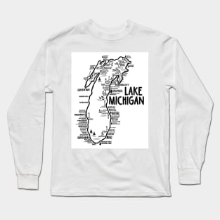 Lake Michigan Map Long Sleeve T-Shirt